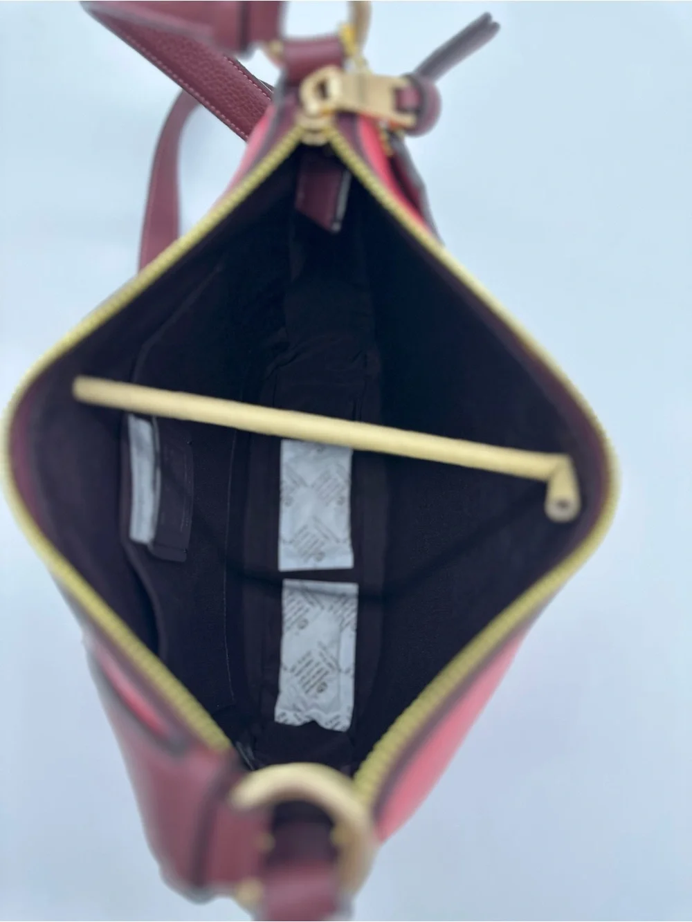 Coach Pebbled Leather Crossbody in Coral Red with Gold Hardware